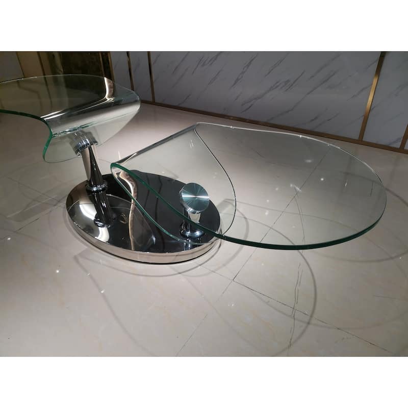 Motion Coffee Table w/clear glass top, chrome base