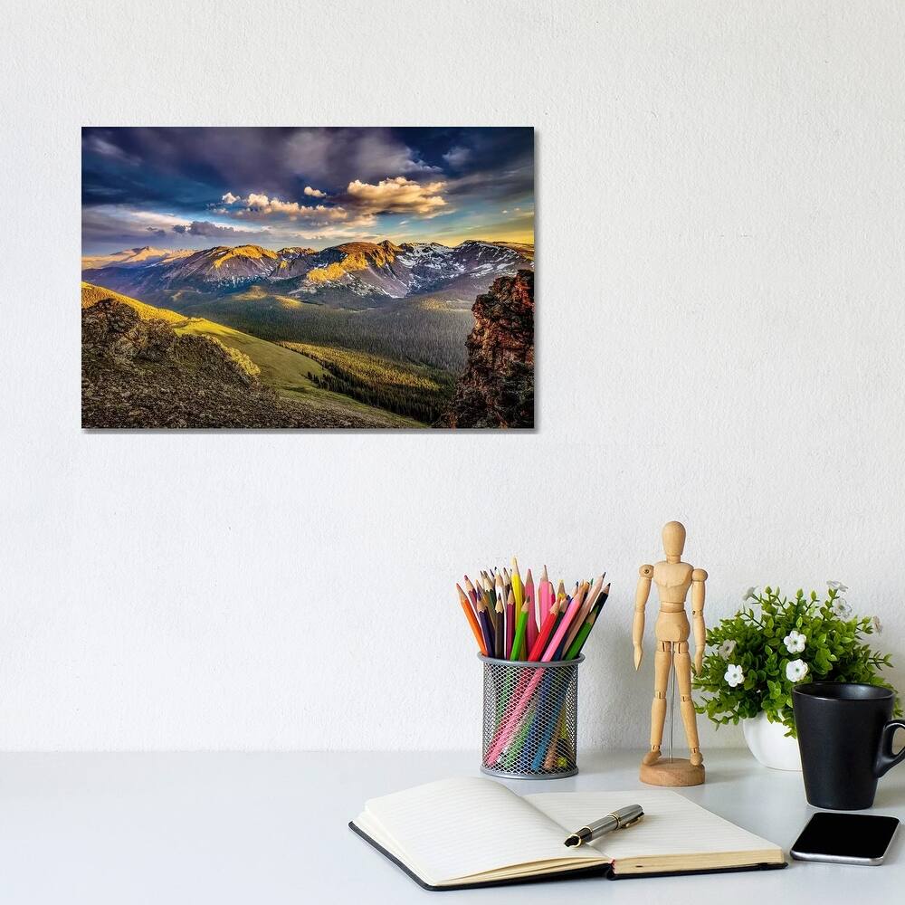 iCanvas "USA, Colorado, Rocky Mountain National Park. Mountain and valley landscape at sunset." by Jaynes Gallery Canvas Print