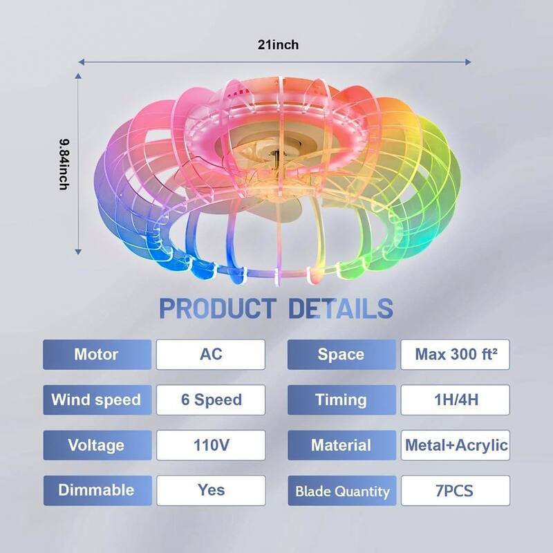 Low Profile Bladeless Ceiling Fan with Lights Kit (No Included Bulbs)