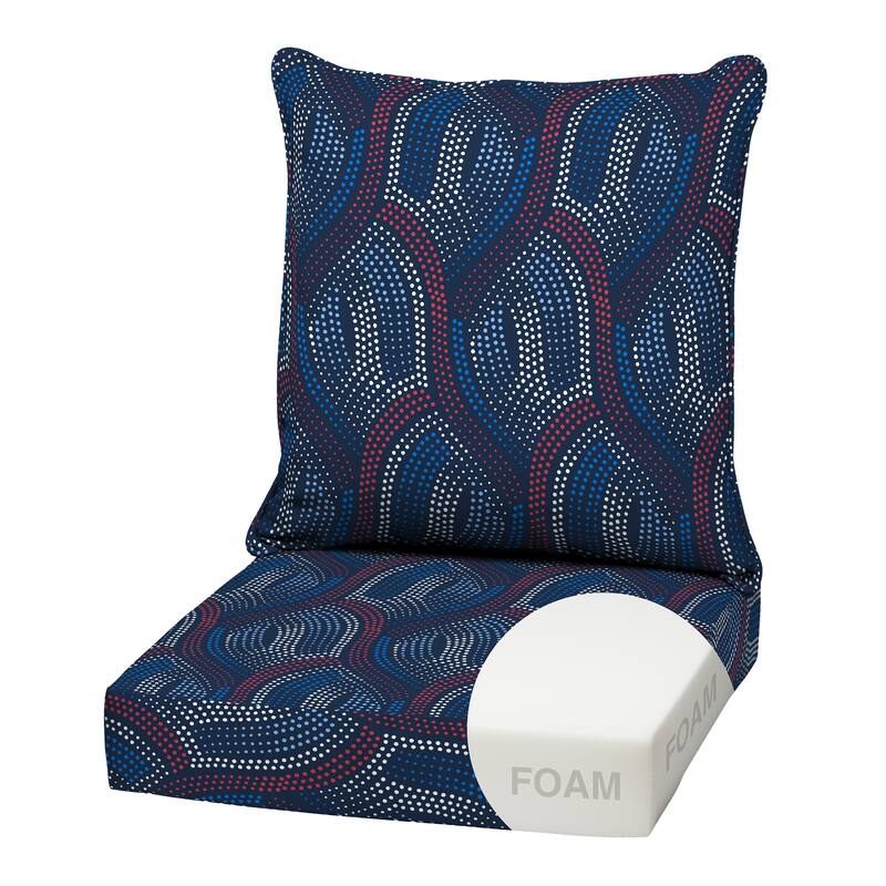 ARDEN Outdoor Foam Deep Seat Cushion Set, 22 in x 24 in - Sapphire Liberty Mosaic