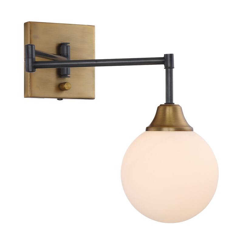 Trade Winds Retro 1-Light Swing-Arm Sconce in English Bronze with Warm Brass - English Bronze/Warm Brass