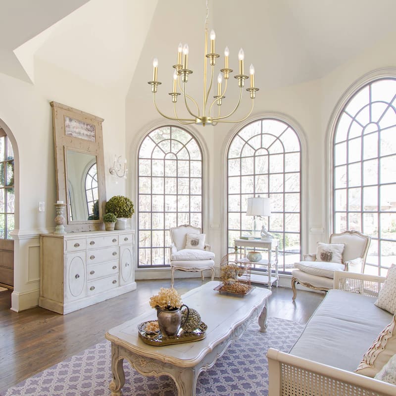 9-Light Candlestick Farmhouse Chandelier for Bedroom Living Room Staircase