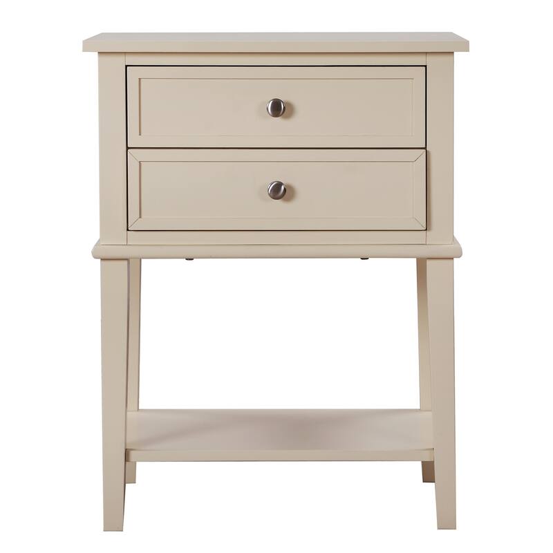 Beige Nightstand 28x22x16 Contemporary Bedside Table with Open Shelf Storage, Neutral Modern Accent for Bedroom Decor
