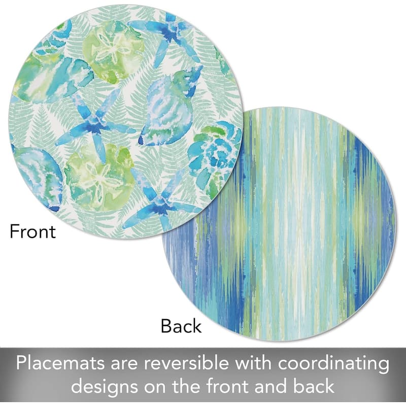 Isla Mona Round Reversible Easy Care Flexible Plastic Placemat 4 Pack Made in The USA