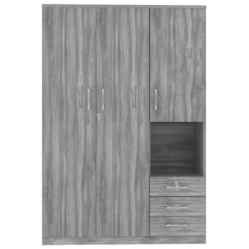 GDFStudio - Elara Contemporary Wardrobe with Drawers and Hanging Rail