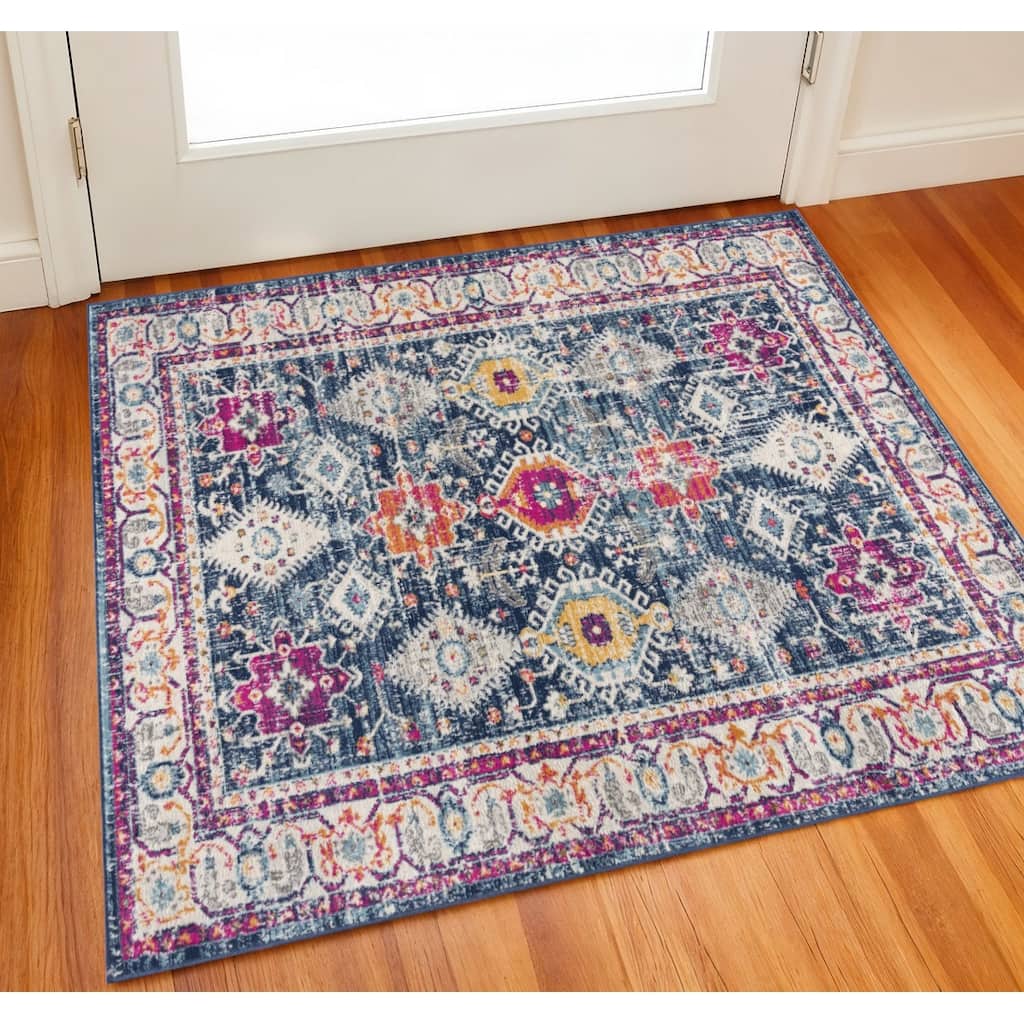 HomeRoots Southwestern Southwest Square Area Rug - 27.00 in. x 24.00 in. x 0.40 in.