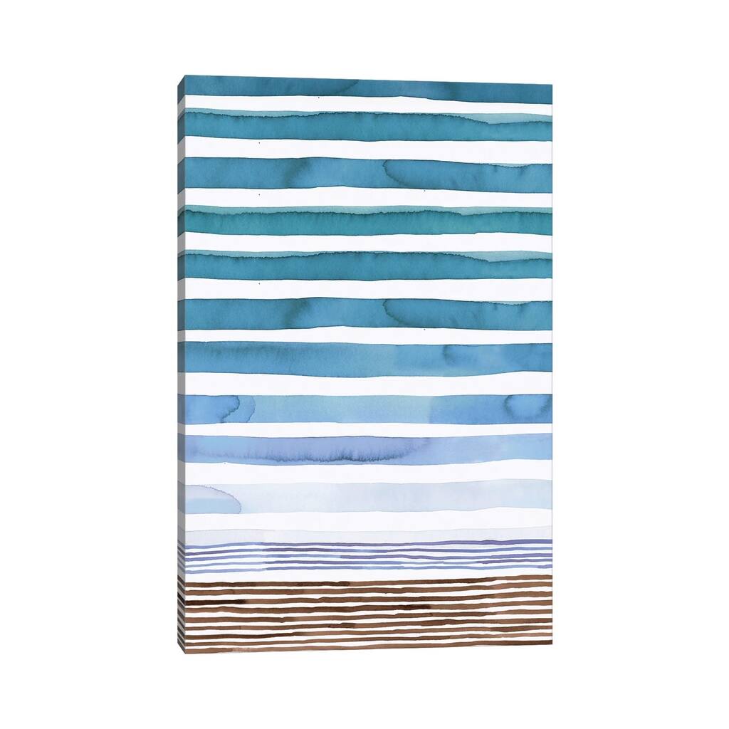 iCanvas "Marine Watercolor Stripes" by Ninola Design Canvas Print