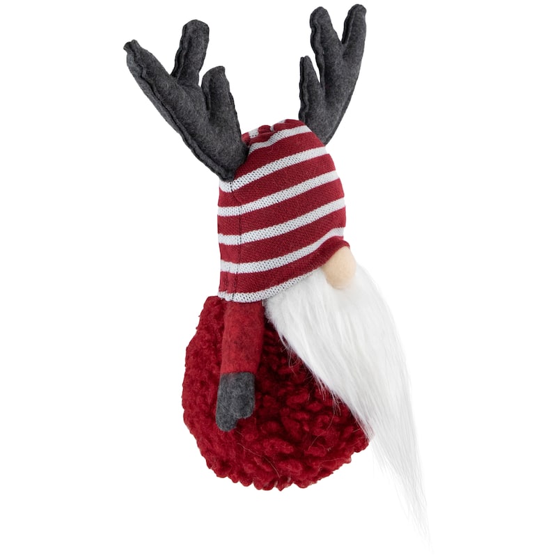 12" Red and White Gnome with Antlers Christmas Decoration