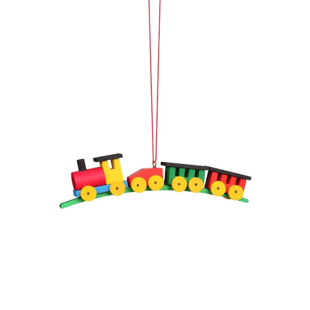 5" Green, Yellow, Red Large-Sized Train Christian Ulbricht Ornament