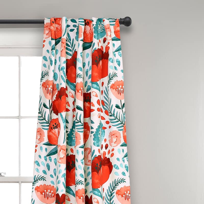 Porch & Den Egger Poppy Patterb Room Darkening Curtain Panel Pair