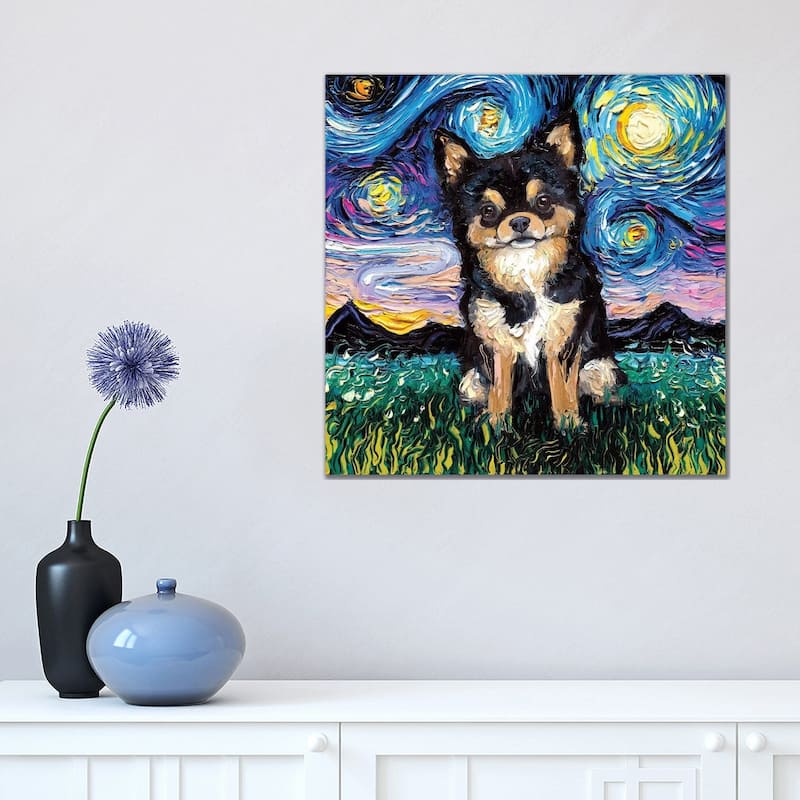 iCanvas "Black And Tan Chihuahua Night" by Aja Trier Canvas Print - 18x18x1.5