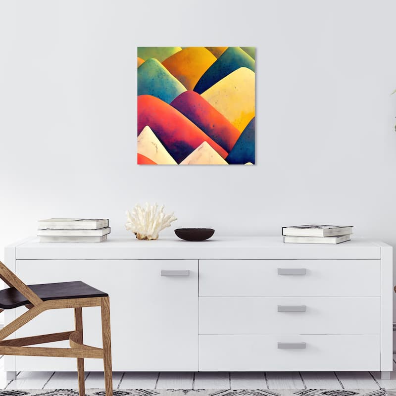 Wynwood Studio Canvas Nature and Landscape Colorful Hillside Orange and Modern & Contemporary Wall Art Canvas Print - 20 x 20