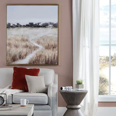 The Lost Trail Canvas Wall Art with Gold Frame - Brown