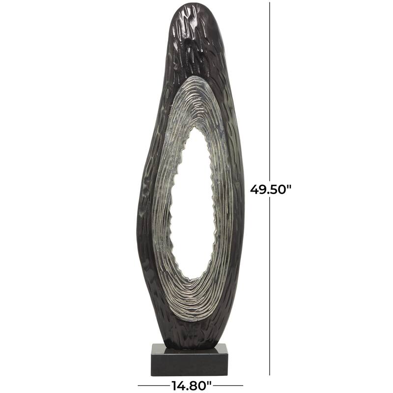 Aluminum Metal Abstract Teardrop Decorative Sculpture with Black Base - Black or Gold - Roche River Decor