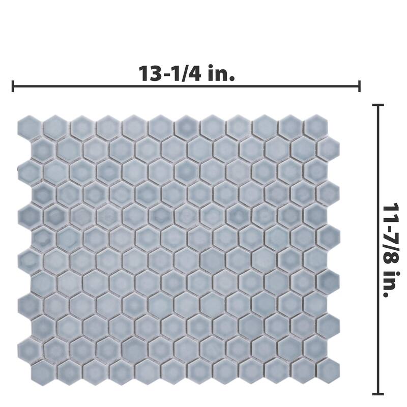 Merola Tile Hudson 1" Hex Slate 11-7/8" x 13-1/4" Porcelain Mosaic Floor and Wall Tile