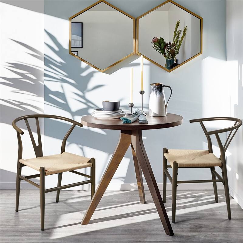 Yaheetech Modern Weave Y-Shaped Dining Chair with Solid Metal Frame