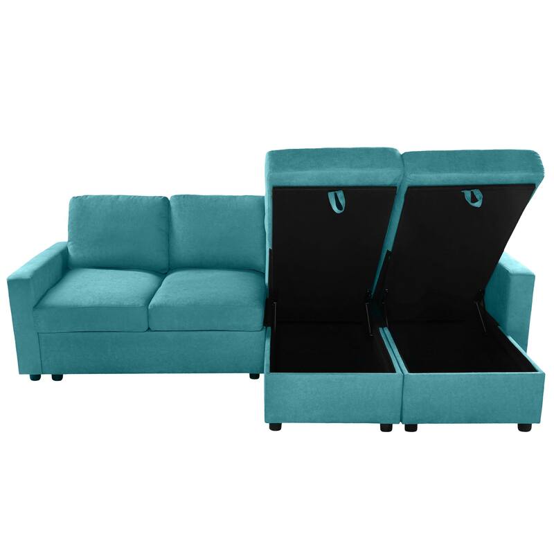 103.9" Polyester U-Shaped Sectional Sofa with 2 Storage Chaises and 4 USB Ports