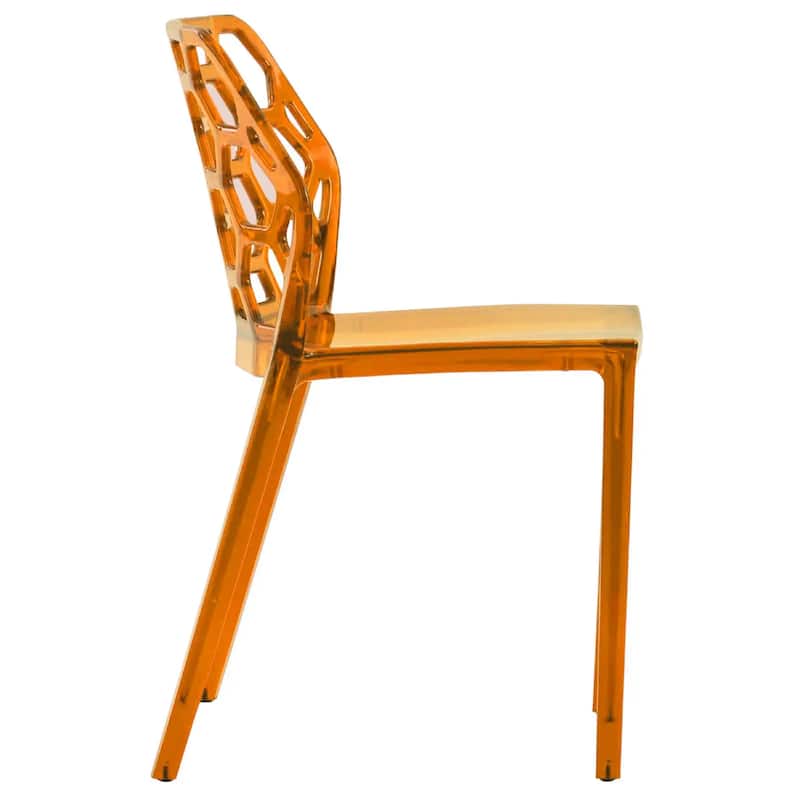 Dynamic Modern Transparent Honeycomb Cut Out Lucite Stackable Dining Chair for Home Dining Rooms Patio Commercial Event Seating