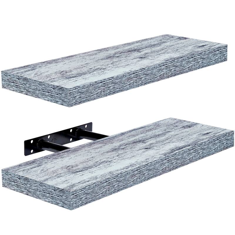Sorbus Set of 2 Wall Mounted Nightstand Floating Shelves, Nautical/Coastal Styles with Distressed Finish
