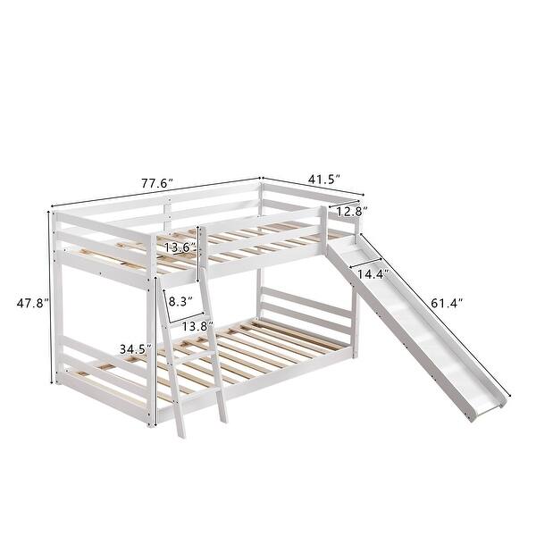 Elevated Cross Guard Rail With Slide Twin Pine Wooden Bed