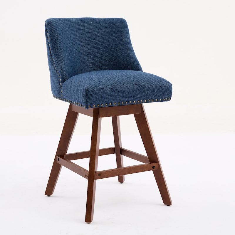 Roomfitters Counter Height Bar Stools Set of 2, 26'' Upholstered Swivel Dining Chairs with Curved Backrest