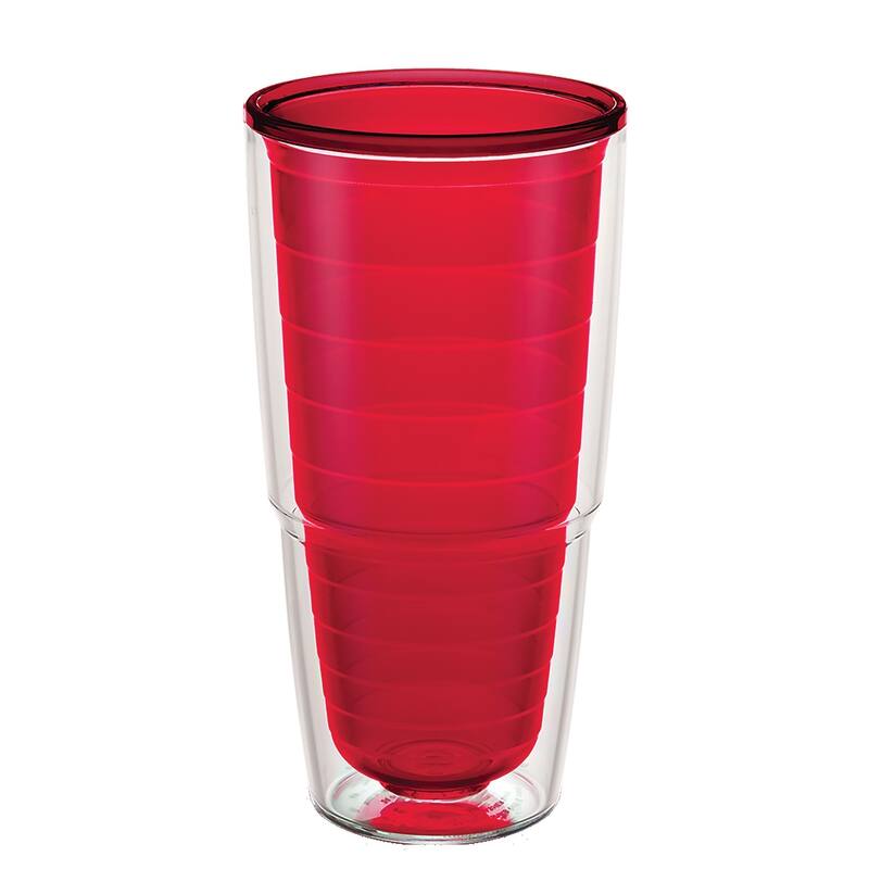 Tervis Clear & Colorful Tabletop Made in USA Double Walled Insulated Travel Tumbler, Red - 24oz