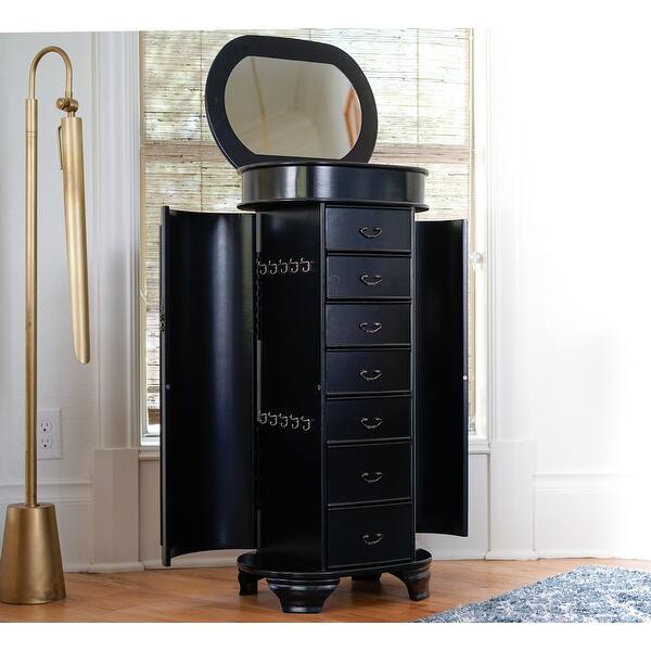 Daley Oval Standing Jewelry Armoire Black Overstock 31796753 On the outside they function as a typical mirror but on the inside they're quite different from every other type. usd