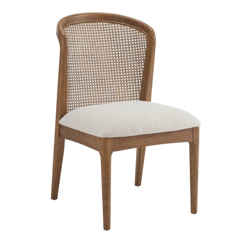 Whim Dining side Chair with Rustic Rubberwood Frame and Woven Cane Backrest (Set of 2) by Christopher Knight Home