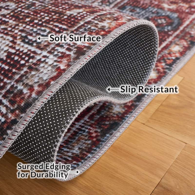 SAFAVIEH Tucson Machine Washable Slip Resistant Eldora Traditional Rug