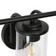 preview thumbnail 8 of 11, Modern Farmhouse 3-Light Black Bathroom Vanity Light Cylinder Glass Wall Sconce - W 21.6" x L 7.8" x H 6.7"