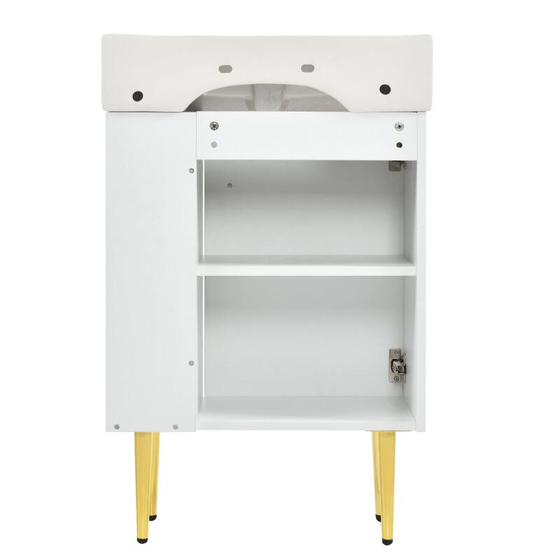 Modern 21.6" Bathroom Vanity with Ceramic Sink,Storage Cabinet with Right Side Storage