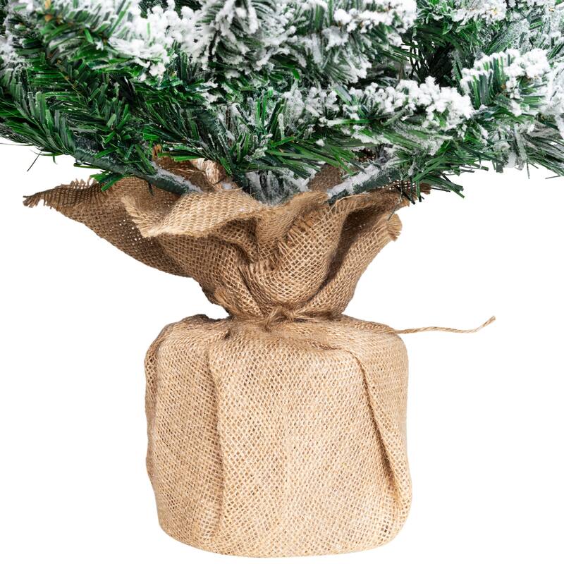 Frosted Pine Artificial Christmas Tree in Burlap Base - 3' - Unlit - 3 Foot