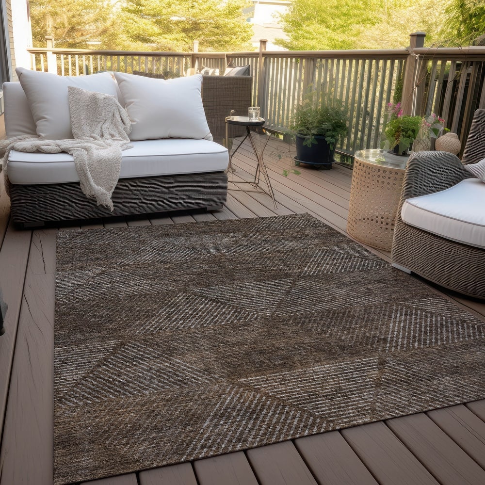 Machine Washable Indoor/ Outdoor Chantille Contemporary Prism Rug