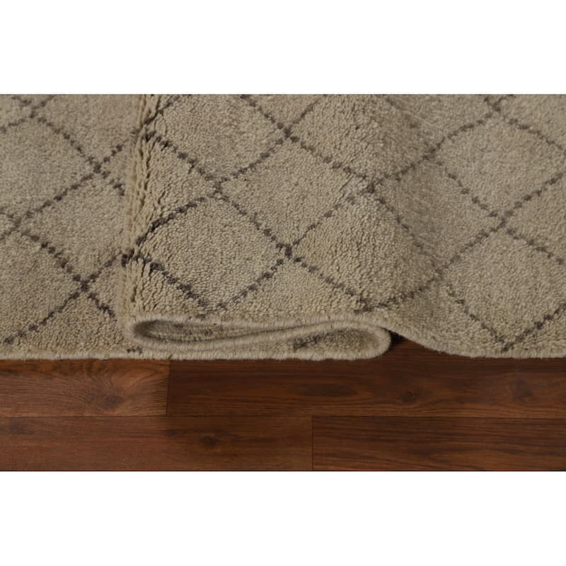Trellis Moroccan Runner Rug Handmade Oriental Wool Carpet - 2'7" x 7'9"