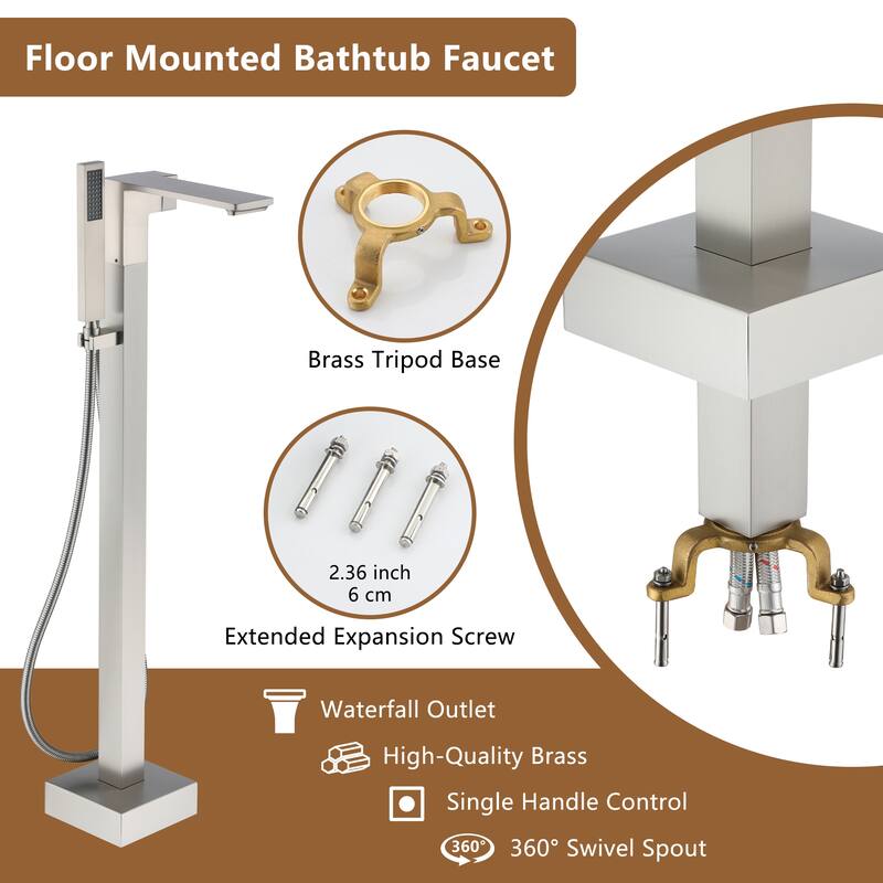 Freestanding Bathtub Faucet With Hand Shower Tub Faucets Floor Mount Tub Filler