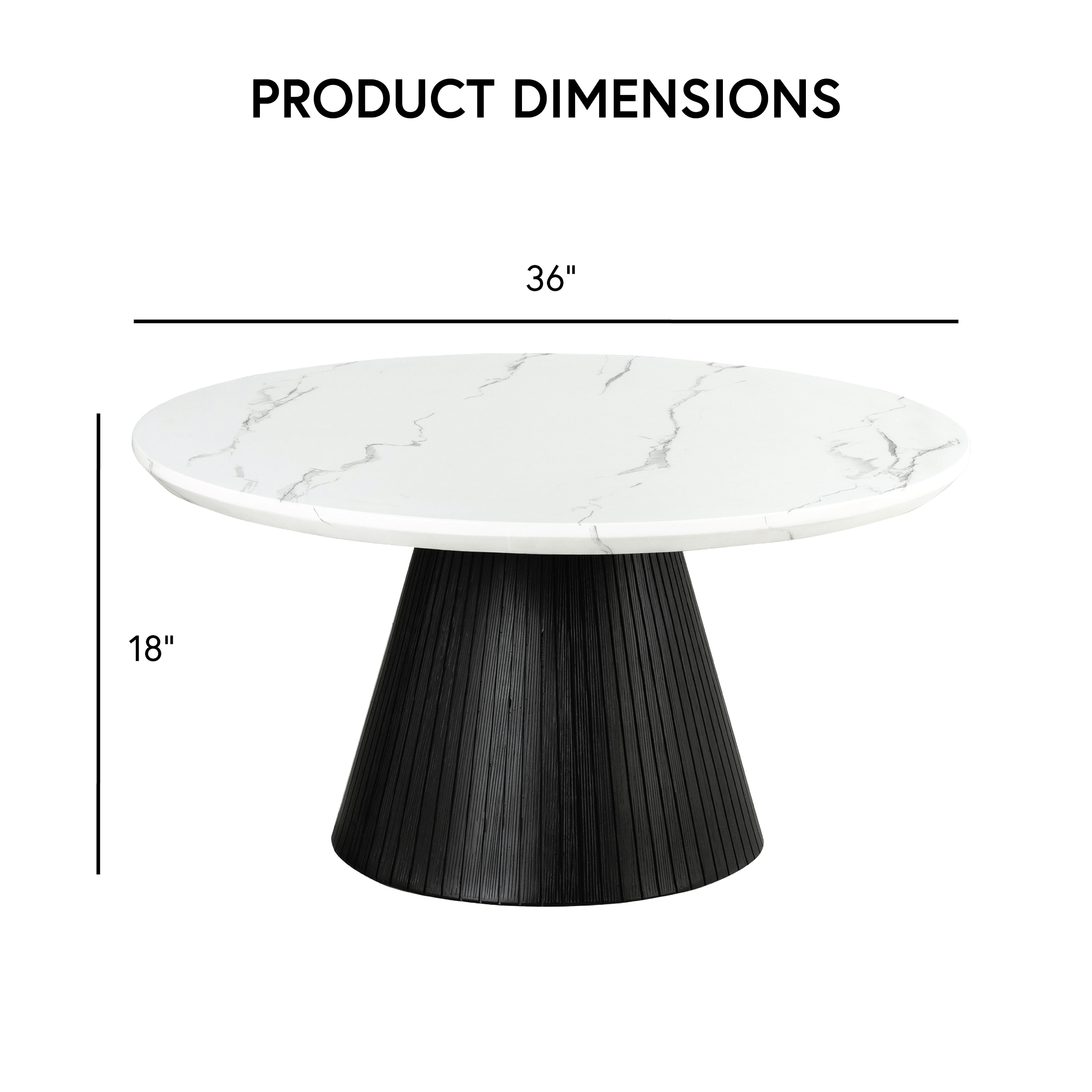 Modern White & Black Faux Marble Round Coffee Table