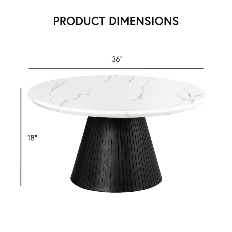 Furniture of America Tonix Modern White and Black Round Faux Marble Top Coffee Table
