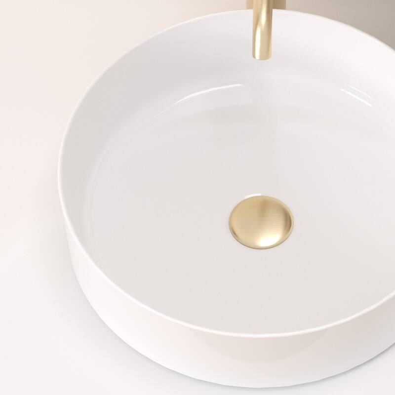13.98" Modern Round Ceramic Vessel Sink – Countertop Bathroom Basin
