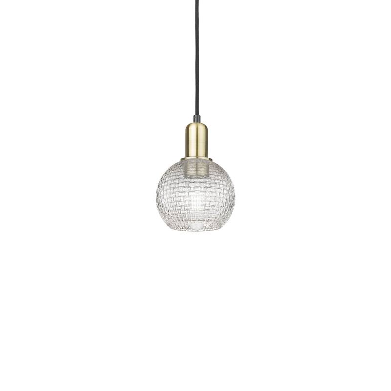 Innovations Lighting 716-1P-9-6 Athens Pendant Athens 6" Wide Mini - Black Antique Brass / Clear Basketweave