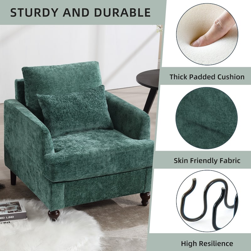 HOMEFUN Chenille Upholstered Mid Century Modern Wood Frame Armchair for Living Room