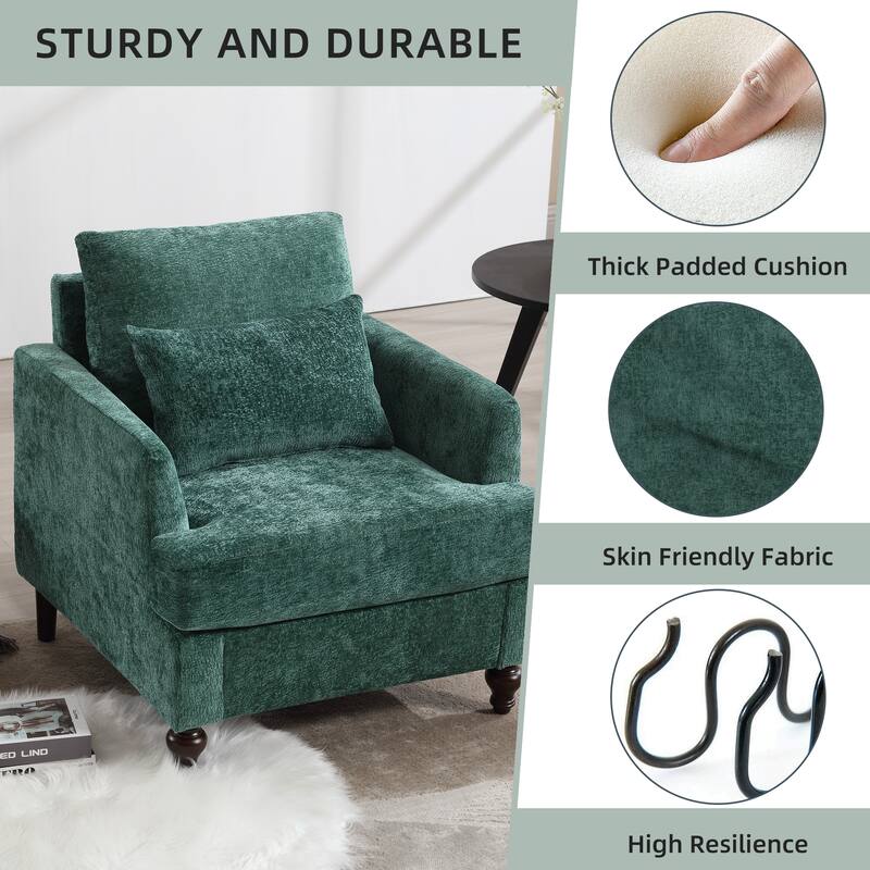HOMEFUN Wood Frame Armchair, Modern Accent Chair Lounge Chair for Living Room