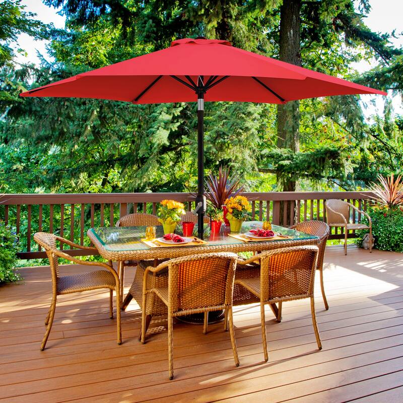 Yaheetech 9ft Patio Umbrella 8 Ribs with Push Button Tilt and Crank