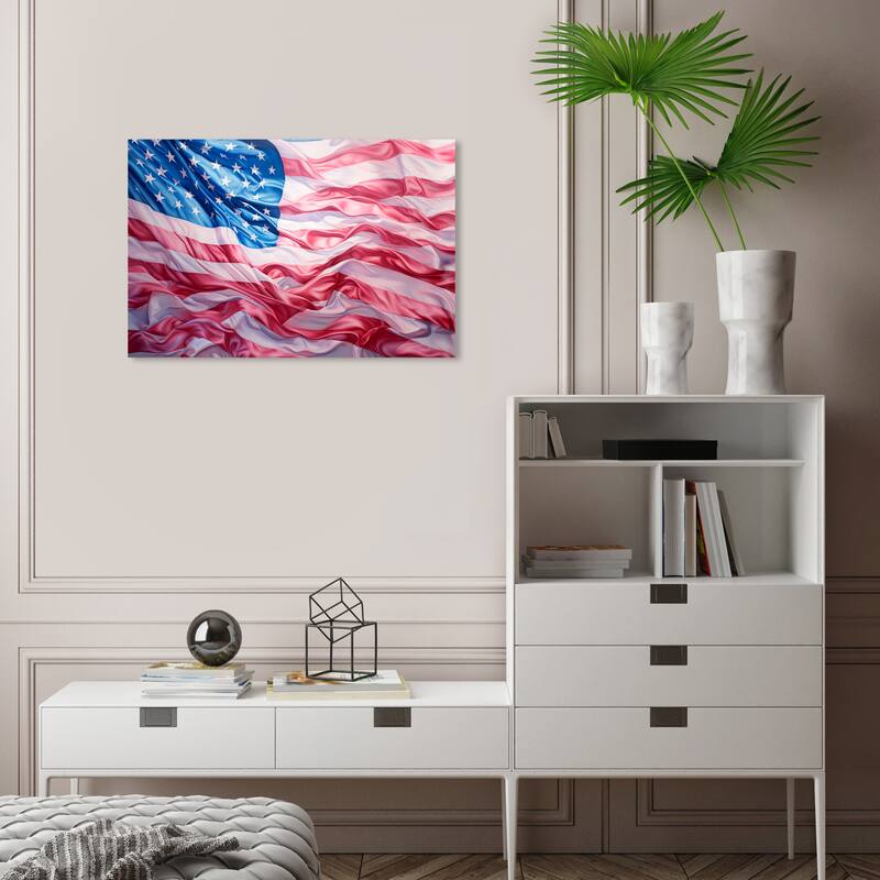 Wynwood Studio Canvas Americana and Patriotic The Americana Blue and Modern & Contemporary Wall Art Canvas Print - 24 x 16