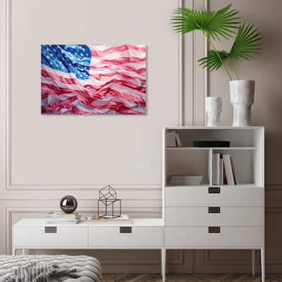 Wynwood Studio Canvas Americana and Patriotic The Americana Blue and Modern & Contemporary Wall Art Canvas Print