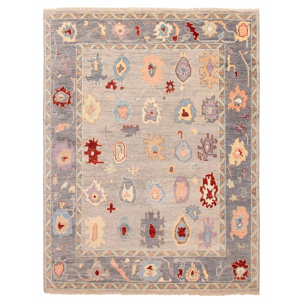 ECARPETGALLERY Hand-knotted Modern Oushak Light Grey Wool Rug - 7' 10" x 10' 3"