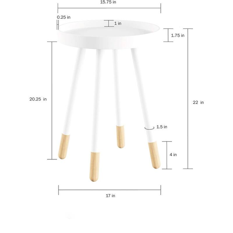 Display Accent Table with Tray Top and TwoTone Color (White) White