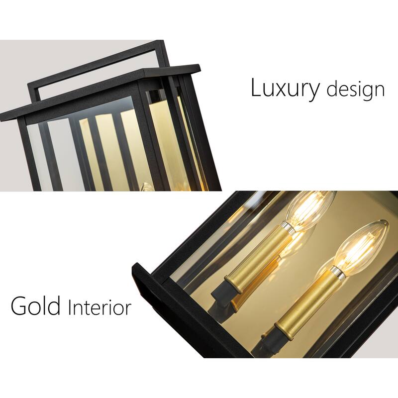 Outdoor Wall sconce with gold candelabra interior - Black