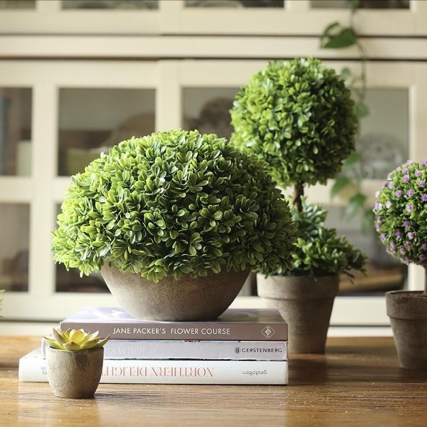 RusticReach Potted Boxwood Faux Topiary Overstock 23016587