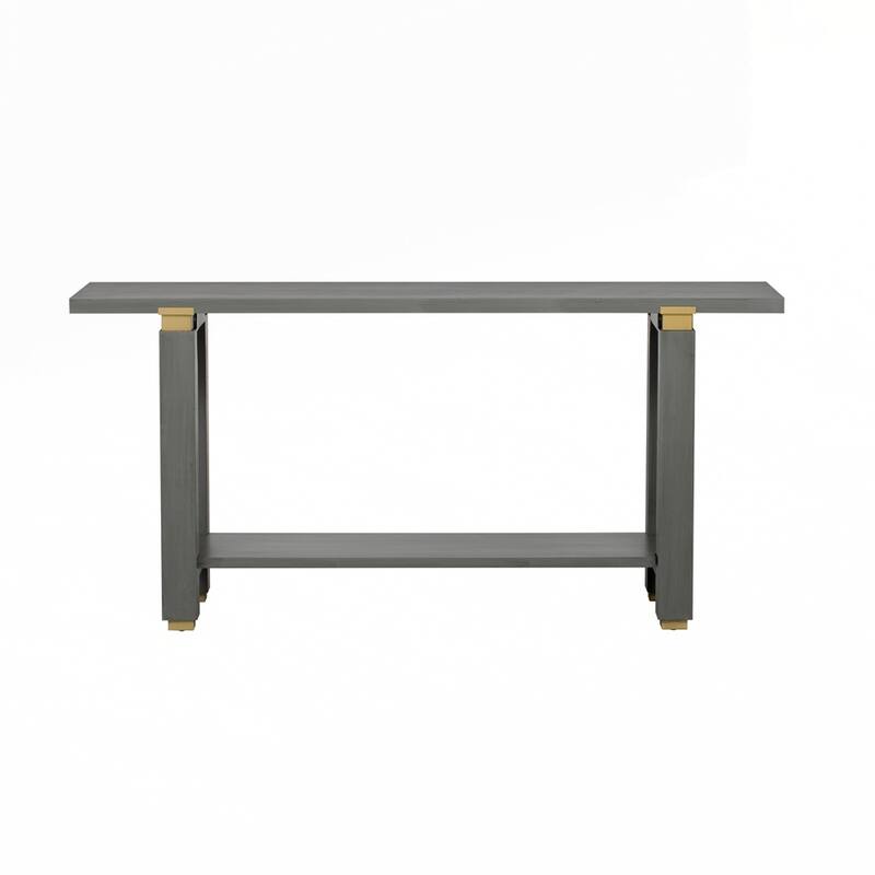 Solid Wood Entryway Sofa Table with Metal Accents