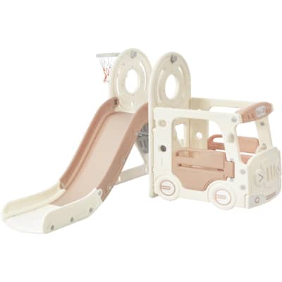 Toddler Slide Swing Set With Bus Play Structure Freestanding - 1